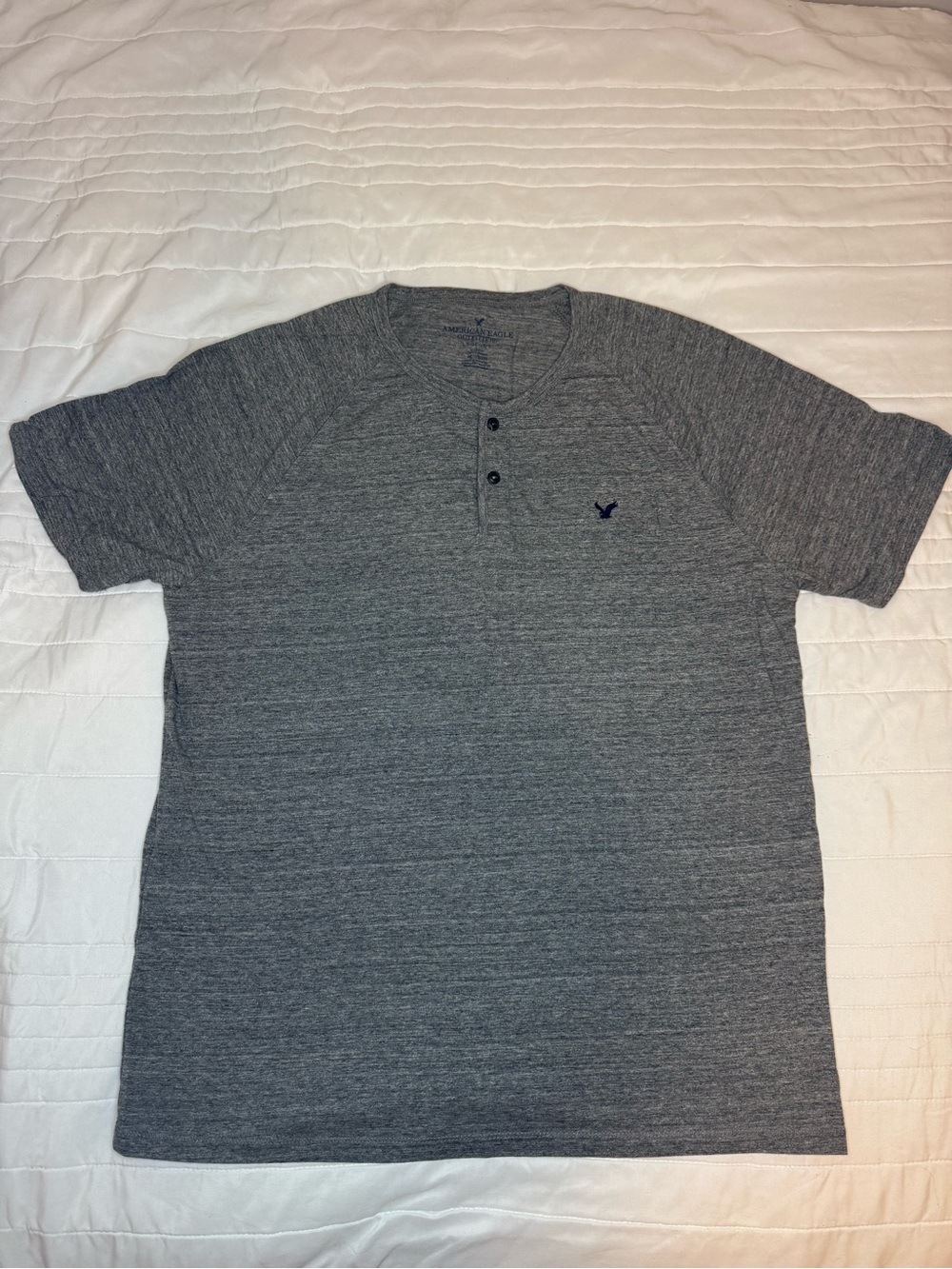 American Eagle Outfitters Gray Heather Short-Sleeve Henley
